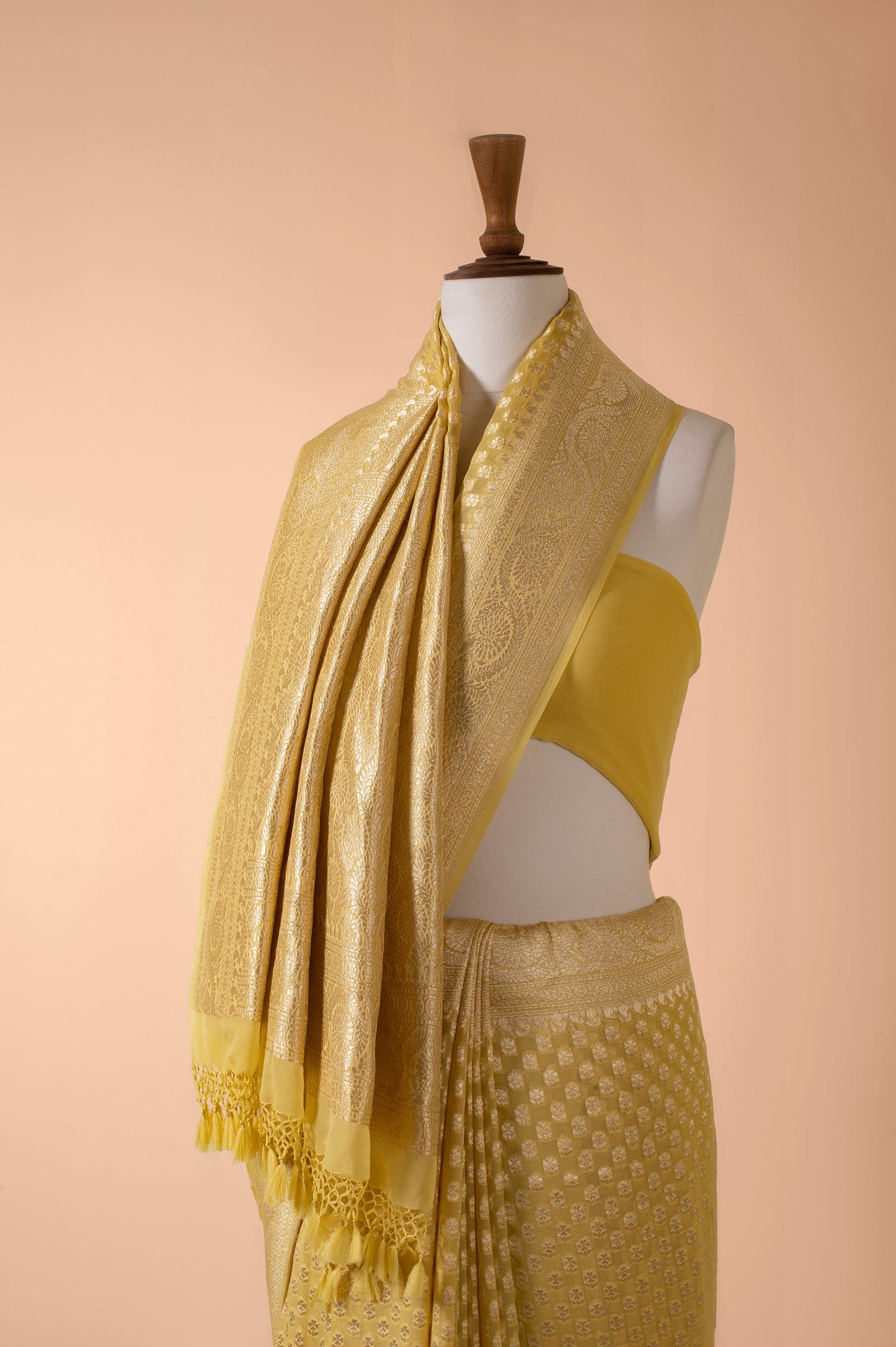 Handwoven Yellow Georgette Sari