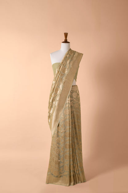 Handwoven Green Georgette Sari