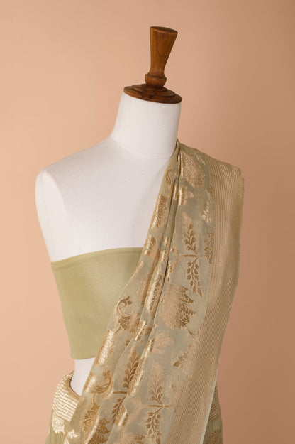 Handwoven Green Georgette Sari