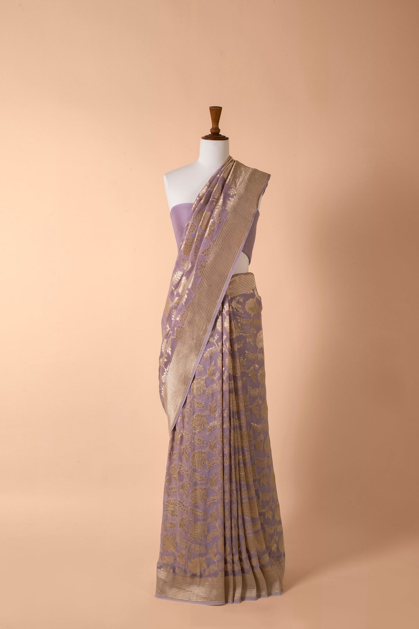 Handwoven Purple Georgette Sari