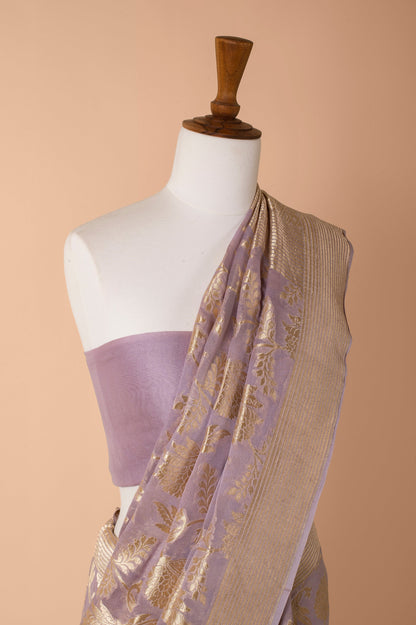 Handwoven Purple Georgette Sari