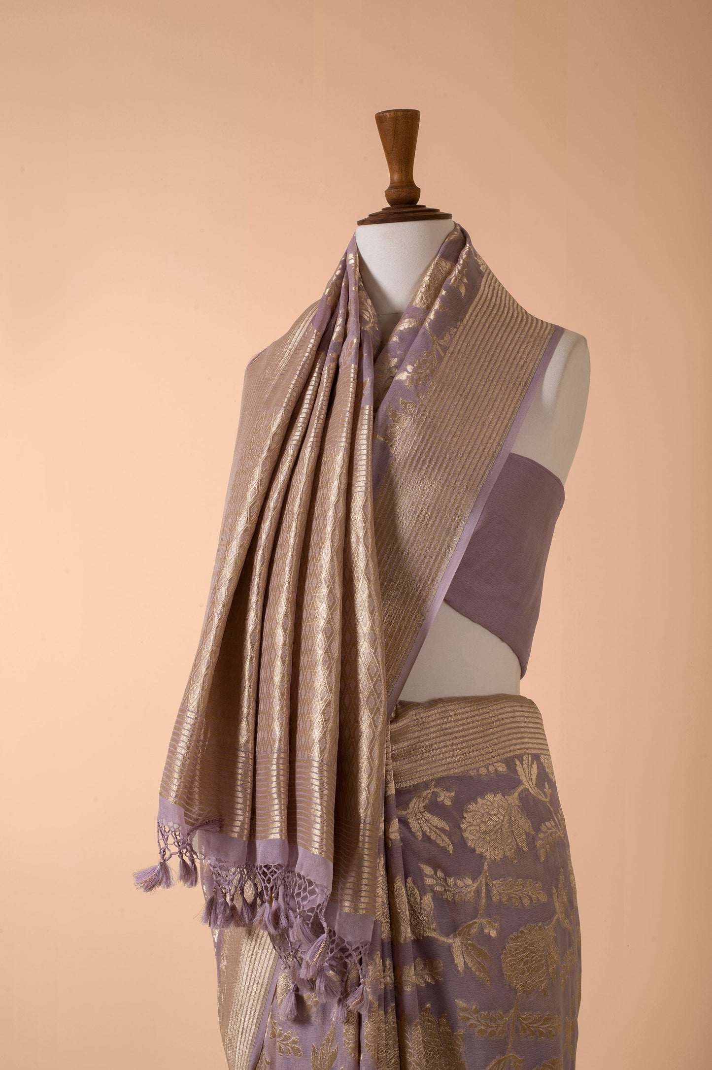 Handwoven Purple Georgette Sari