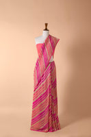 Handwoven Pink Georgette Sari