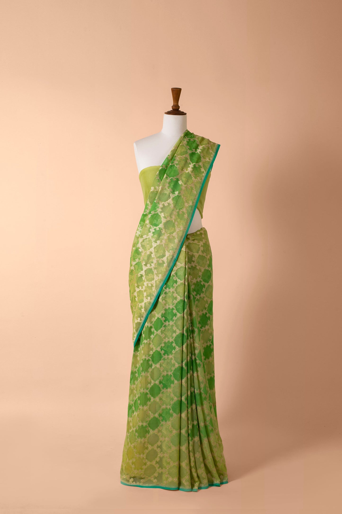 Handwoven Green Georgette Sari