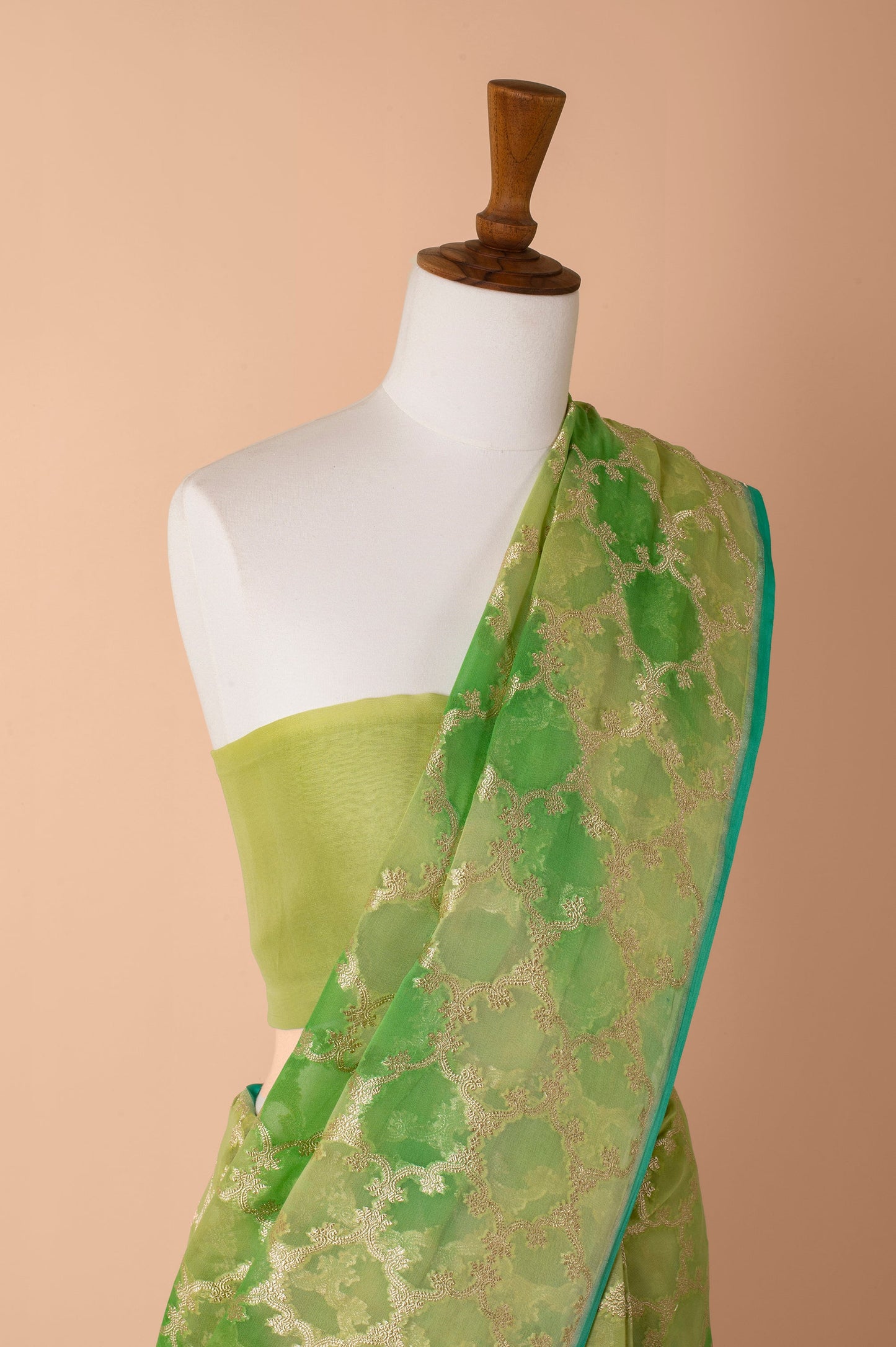 Handwoven Green Georgette Sari