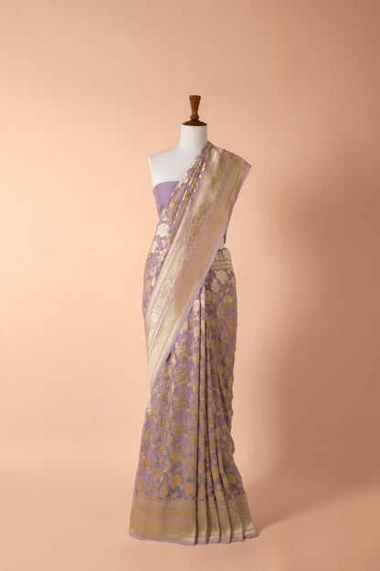 Handwoven Mauve Georgette Sari