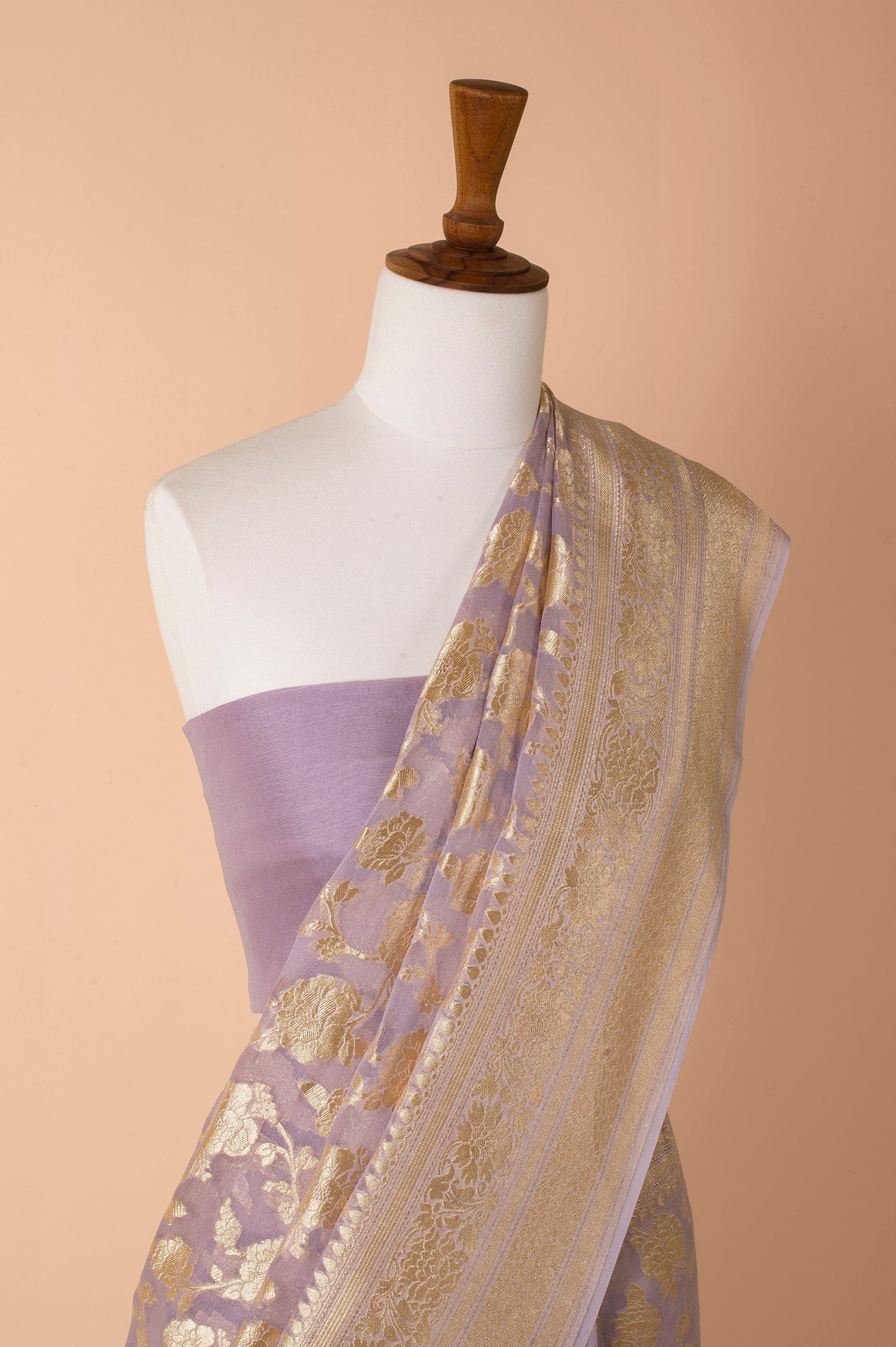 Handwoven Mauve Georgette Sari