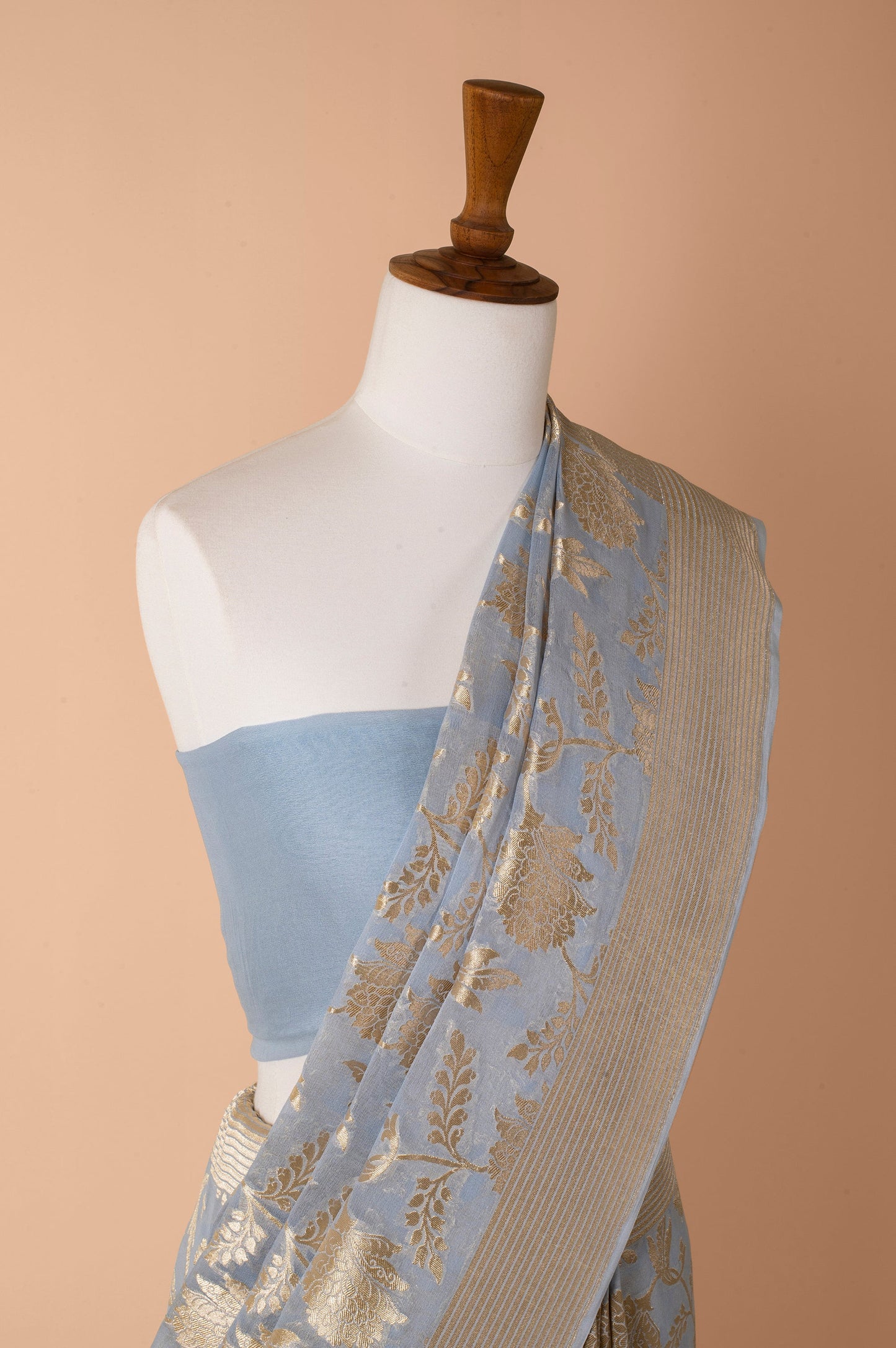 Handwoven Blue Georgette Sari