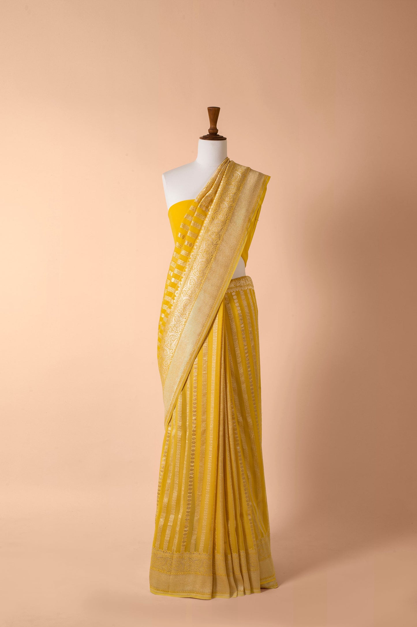 Handwoven Yellow Georgette Sari