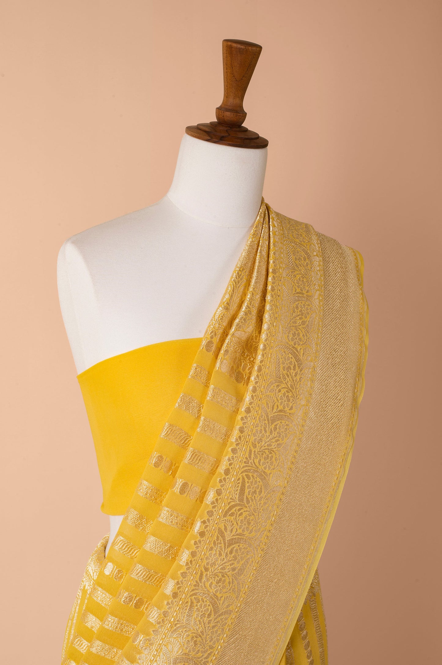 Handwoven Yellow Georgette Sari