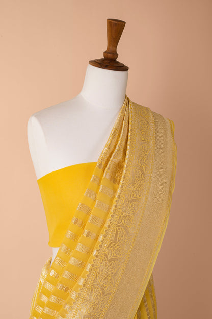 Handwoven Yellow Georgette Sari