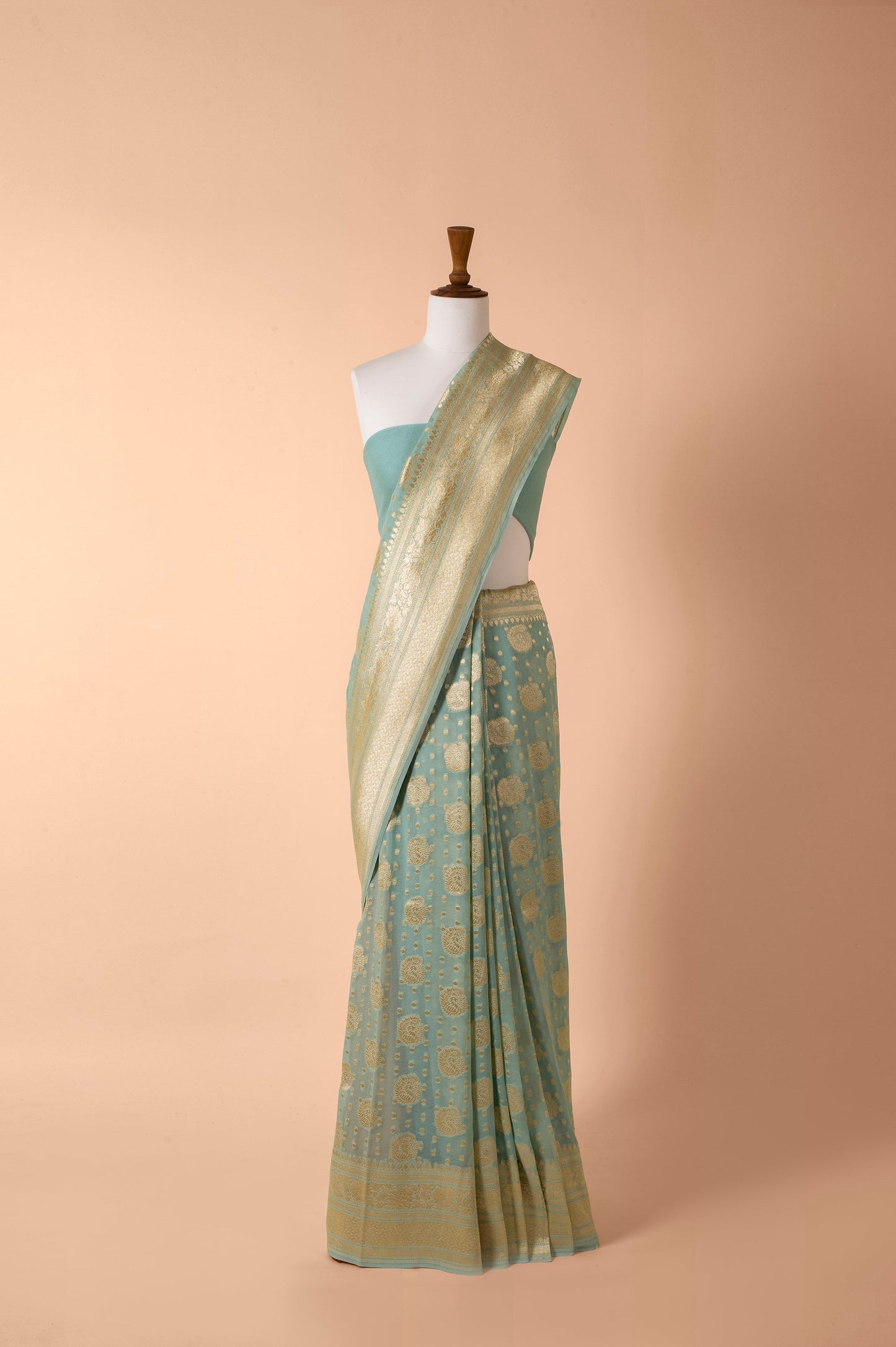 Handwoven Blue Georgette Saree