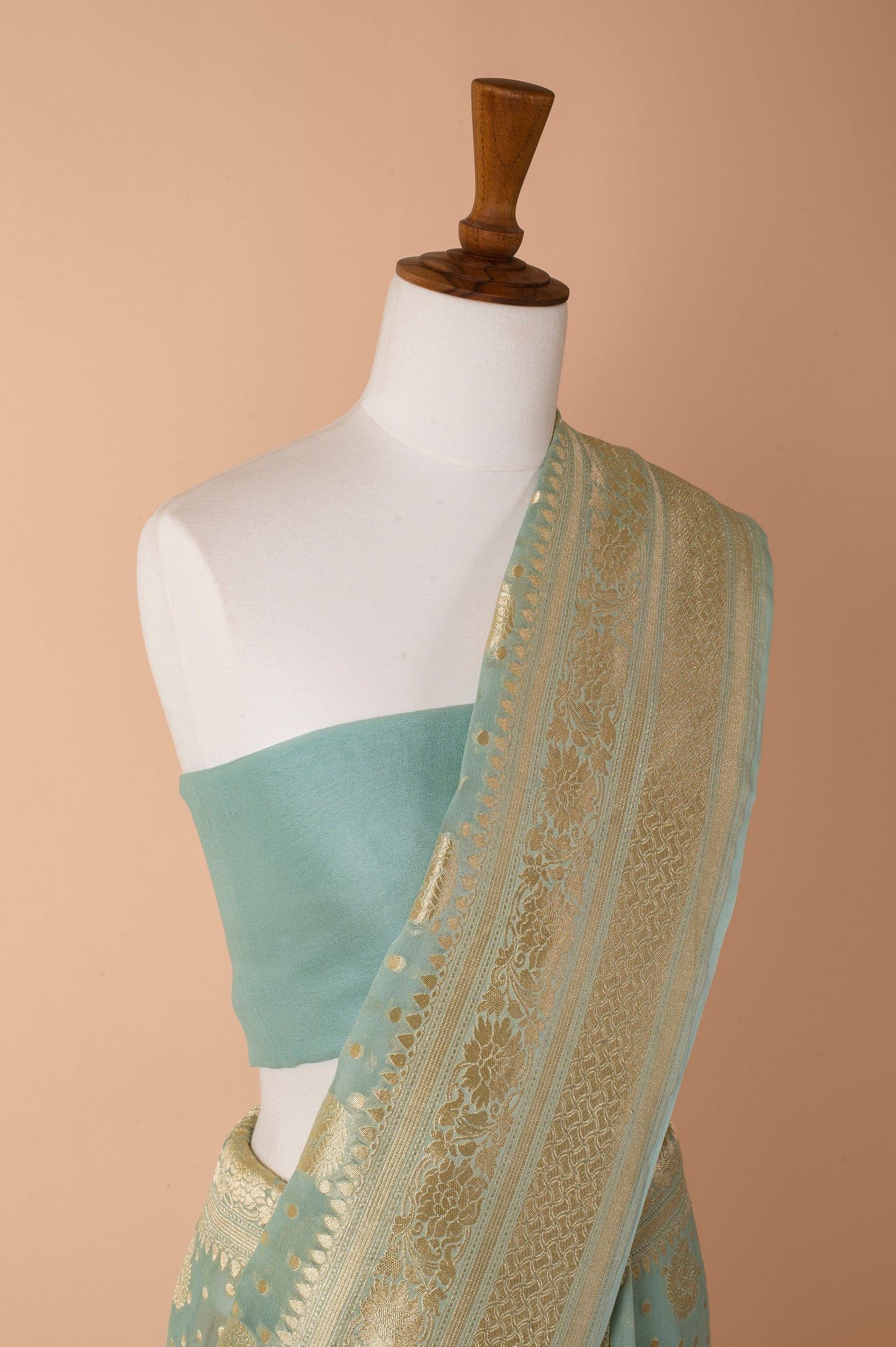 Handwoven Blue Georgette Saree