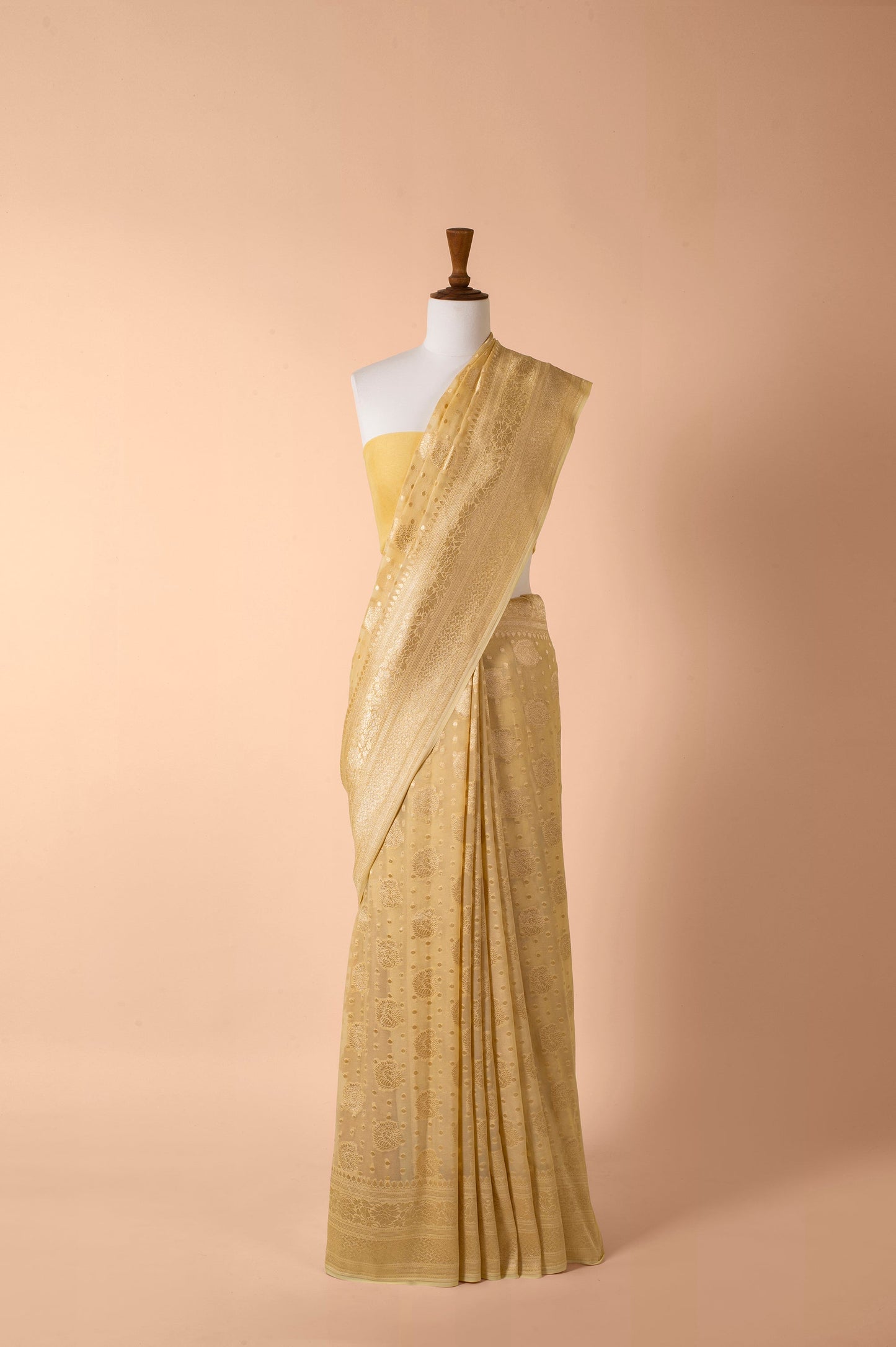 Handwoven Yellow Georgette Sari