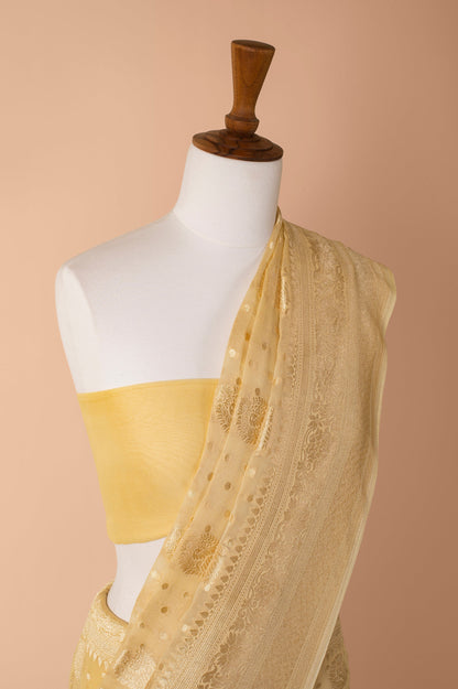 Handwoven Yellow Georgette Sari