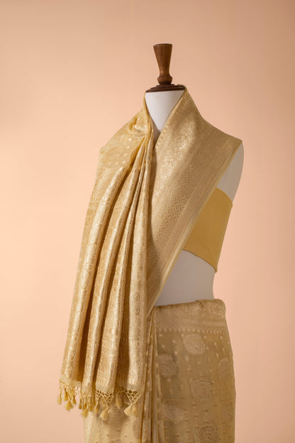 Handwoven Yellow Georgette Sari