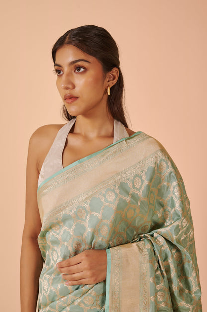 Handwoven Blue Silk Sari