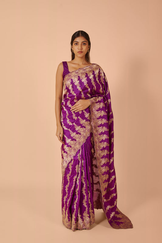 Handwoven Purple Silk Sari