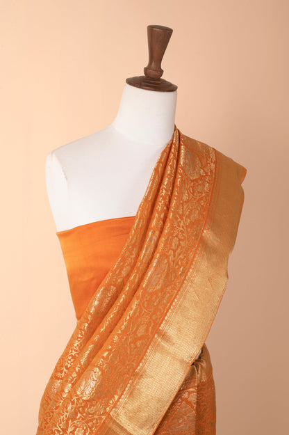 Handwoven Orange Georgette Sari