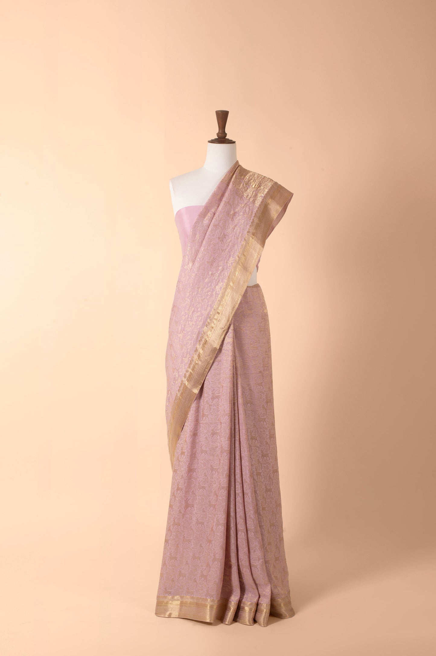 Handwoven Mauve Georgette Sari