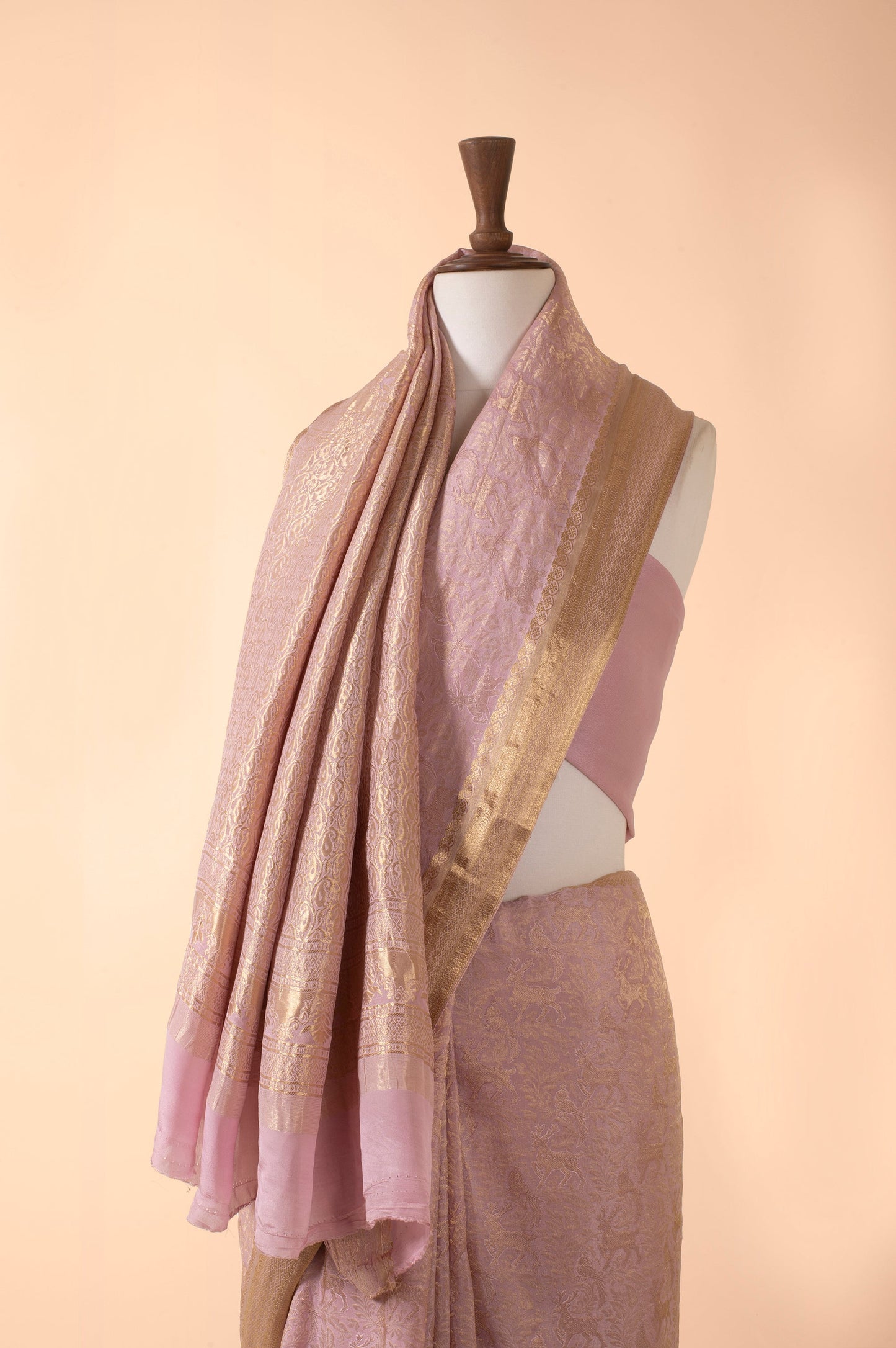 Handwoven Mauve Georgette Sari