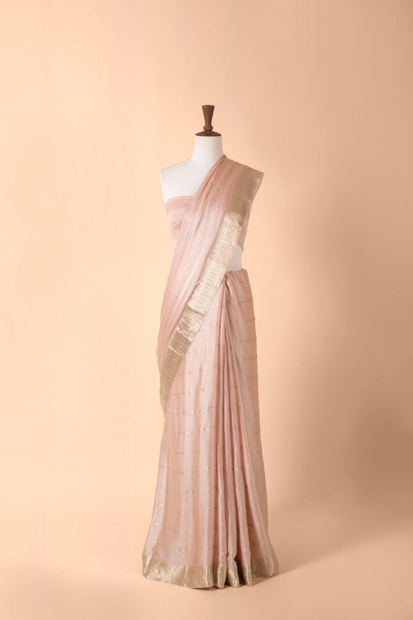 Handwoven Mauve Satin Crepe Sari