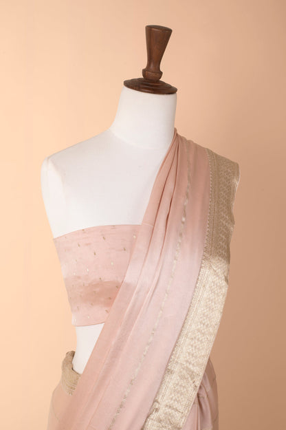 Handwoven Mauve Satin Crepe Sari