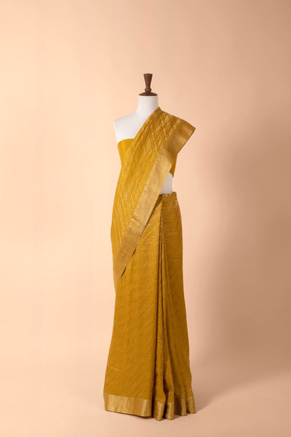 Handwoven Mustard Georgette Sari