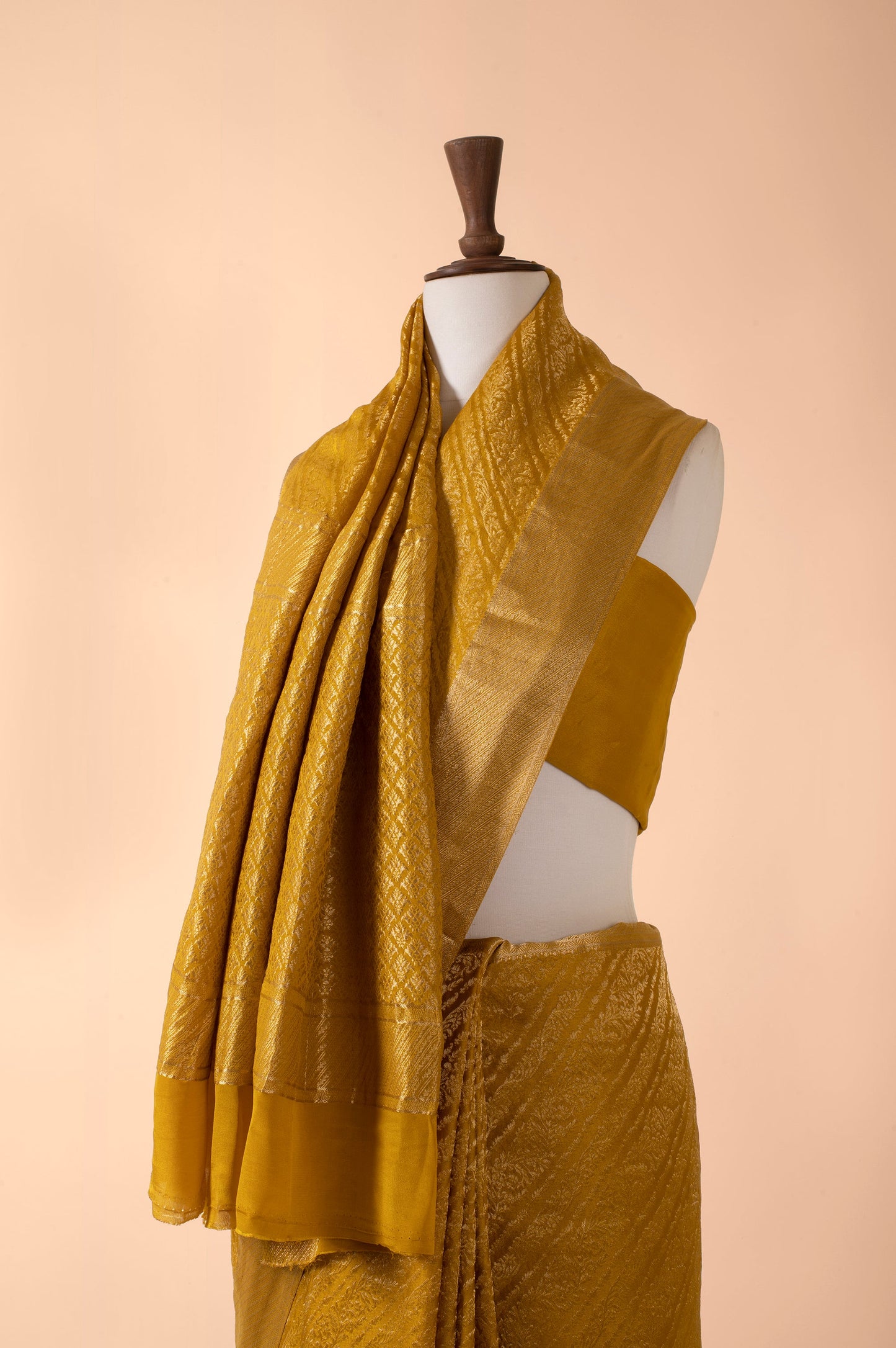 Handwoven Mustard Georgette Sari