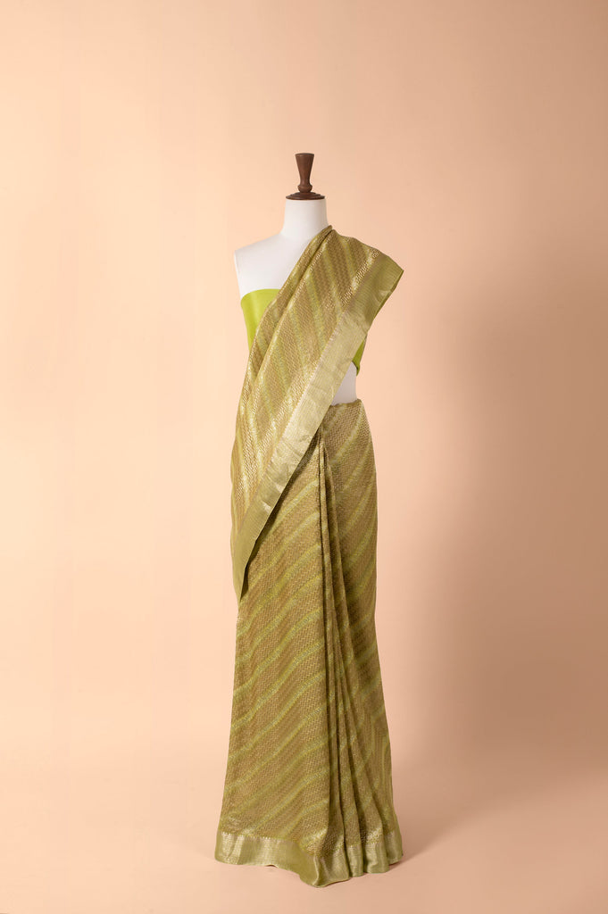 Handwoven Green Georgette Sari