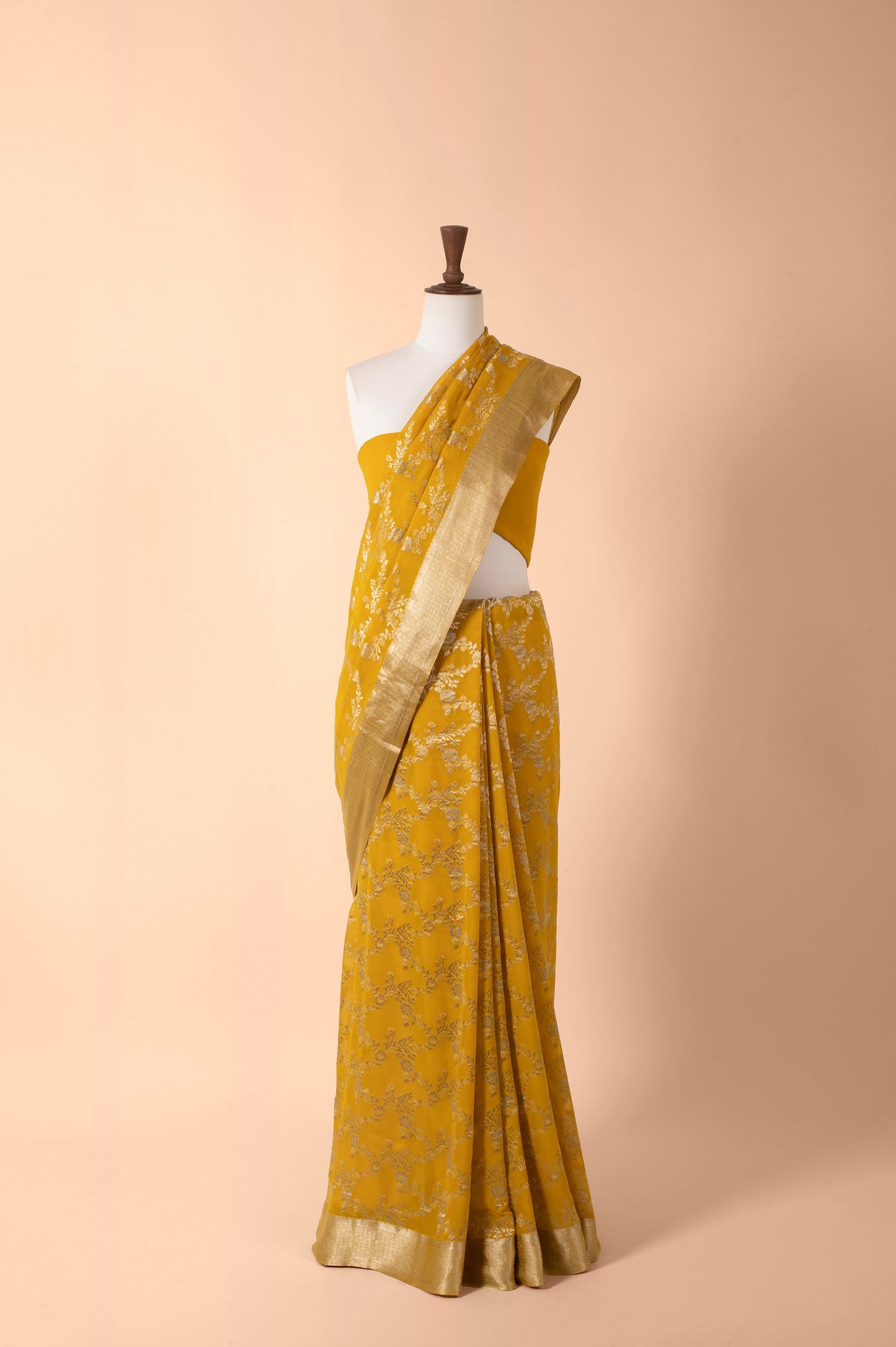 Handwoven Yellow Georgette Sari