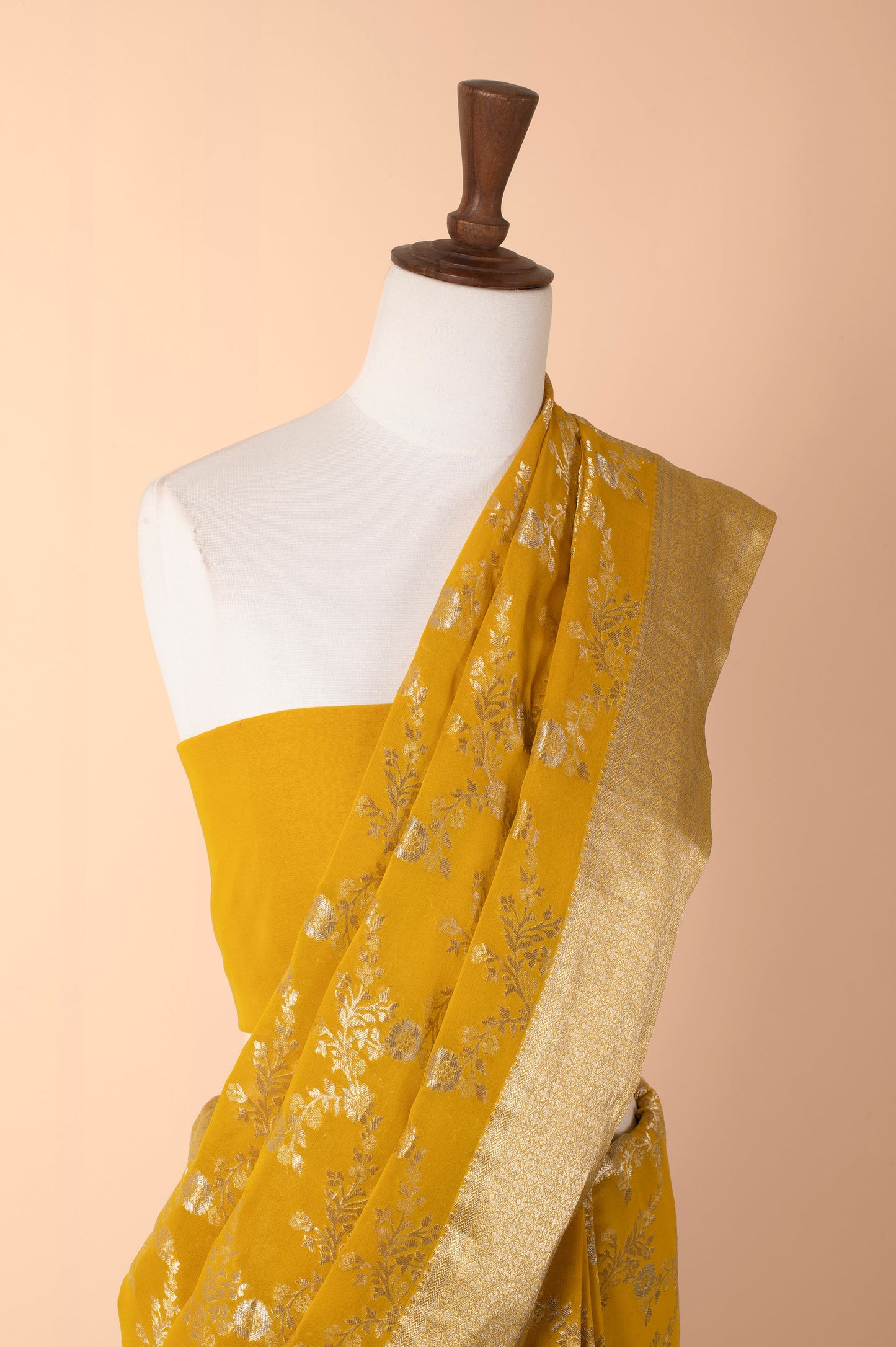 Handwoven Yellow Georgette Sari