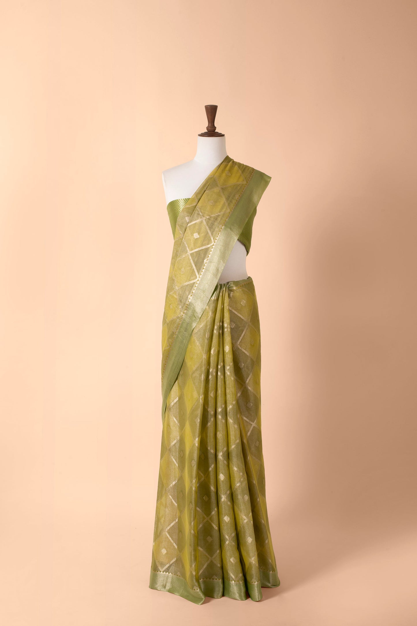 Handwoven Green Tissue Sari