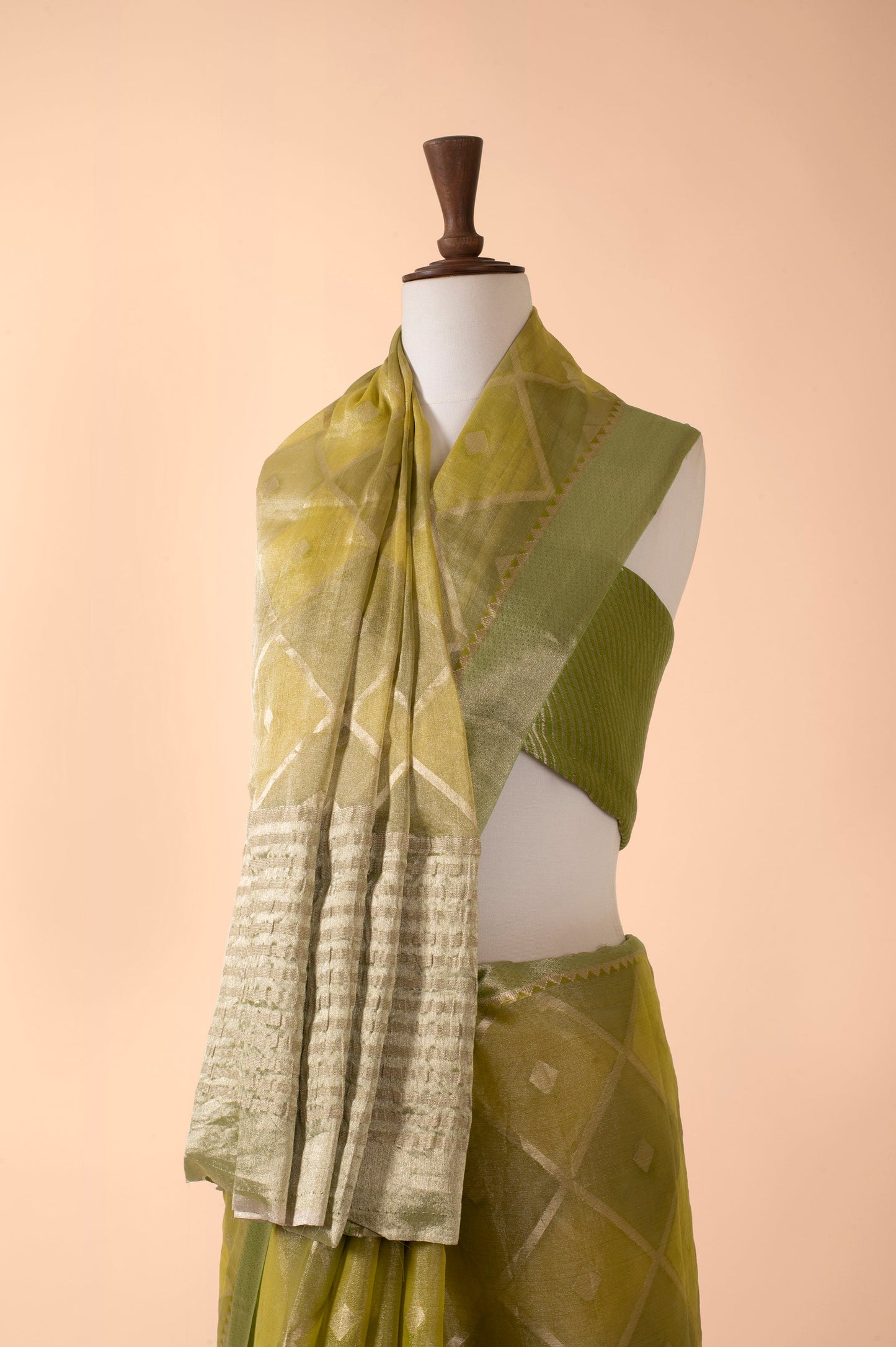 Handwoven Green Tissue Sari