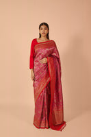 Handwoven Pink Silk Sari