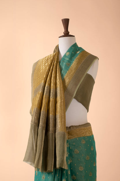 Handwoven Green Tissue Sari