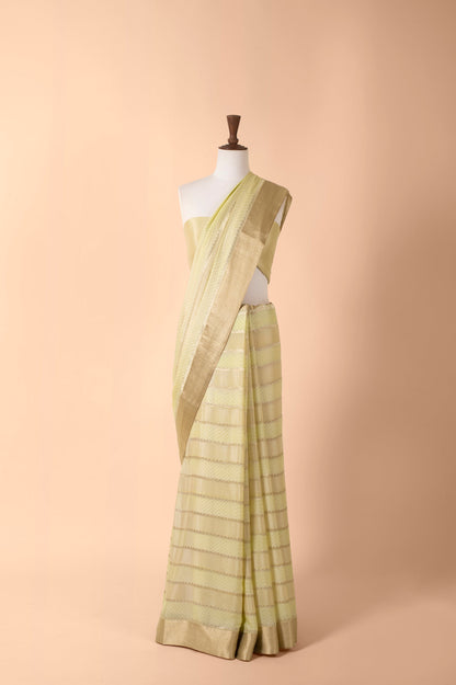 Handwoven Green Georgette Sari