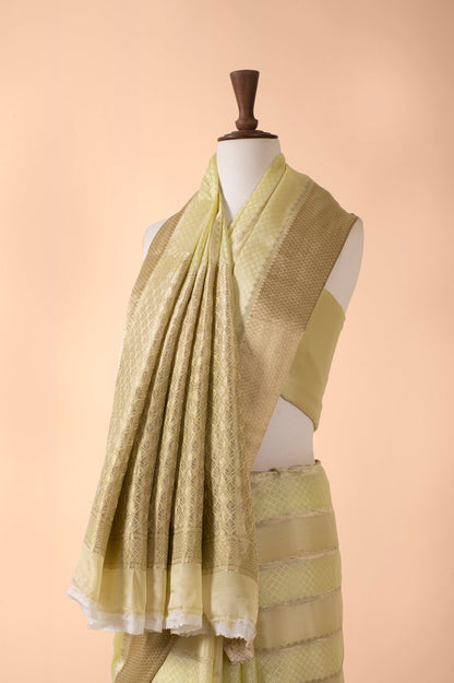 Handwoven Green Georgette Sari