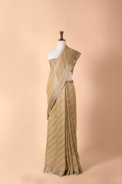 Handwoven Yellow Georgette Sari