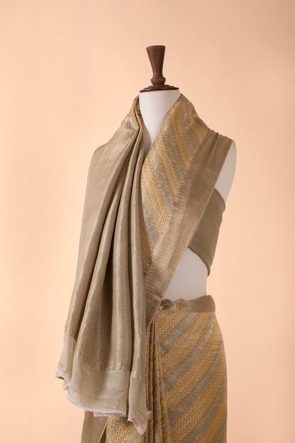 Handwoven Yellow Georgette Sari