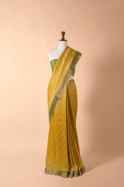 Handwoven Mustard Georgette Sari