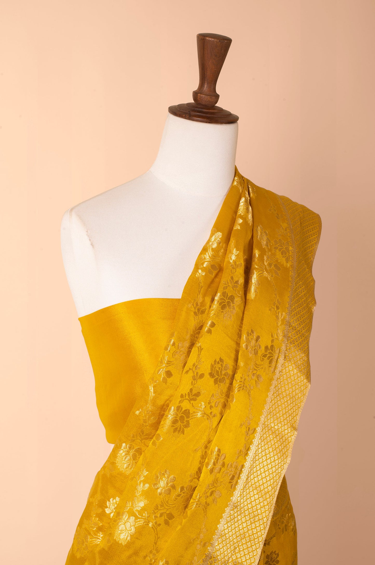 Handwoven Yellow Georgette Sari