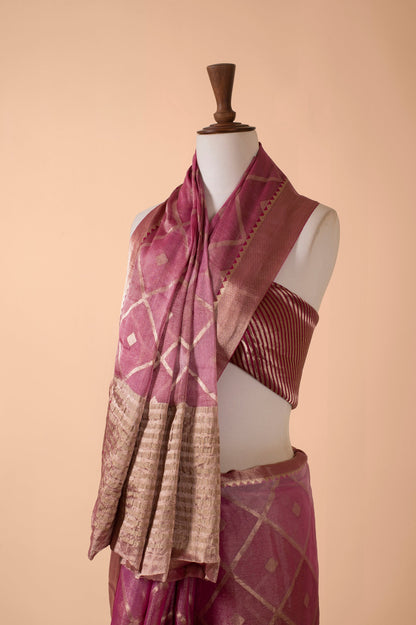 Handwoven Purple Tissue Sari