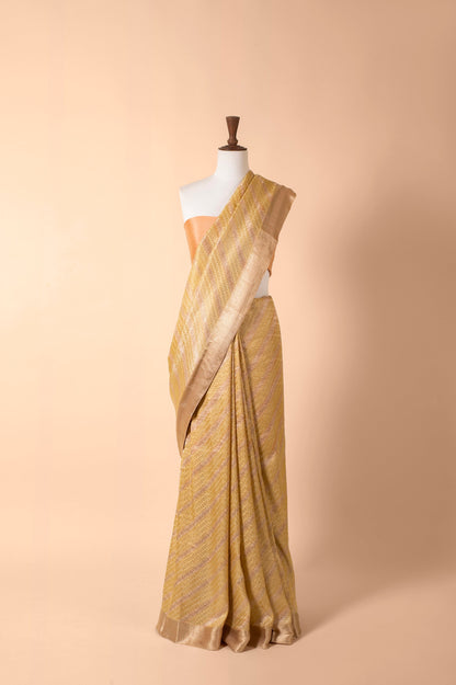 Handwoven Beige Georgette Sari