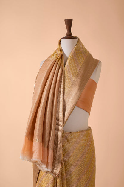 Handwoven Beige Georgette Sari