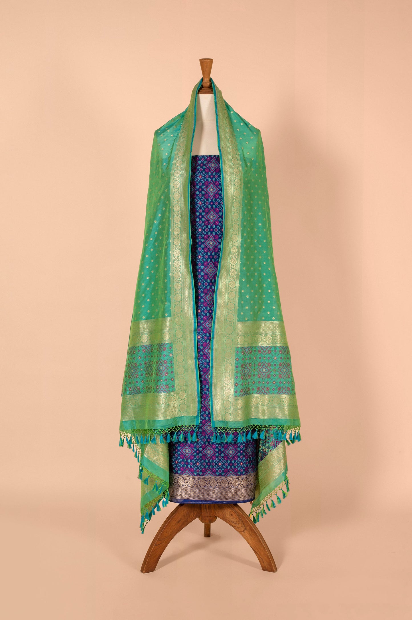 Handwoven Blue Silk Suit Piece