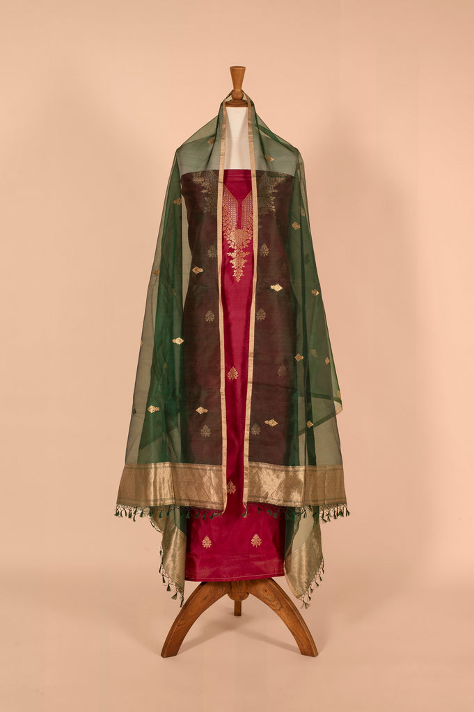 Handwoven Garnet Silk Suit Piece