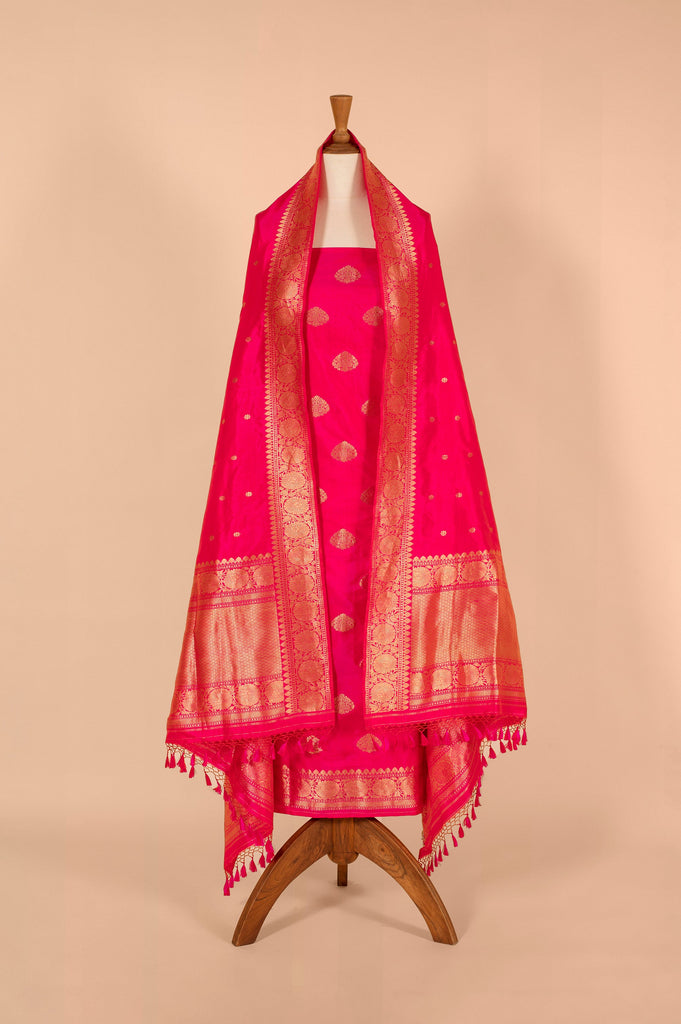 Handwoven Pink Silk Suit Piece