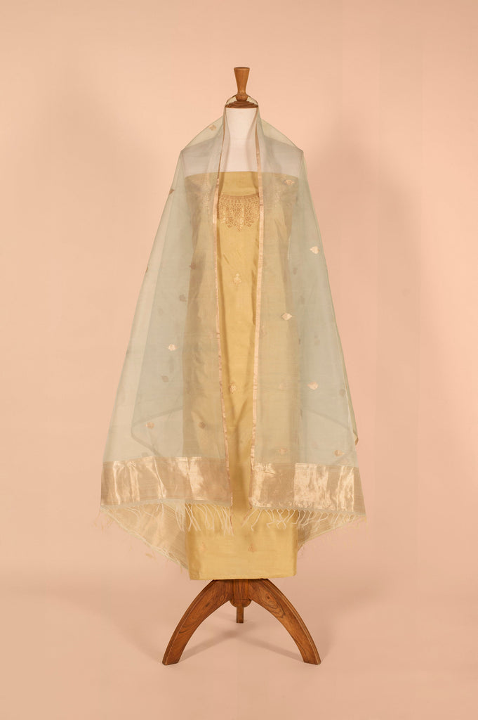 Handwoven Green Silk Suit Piece