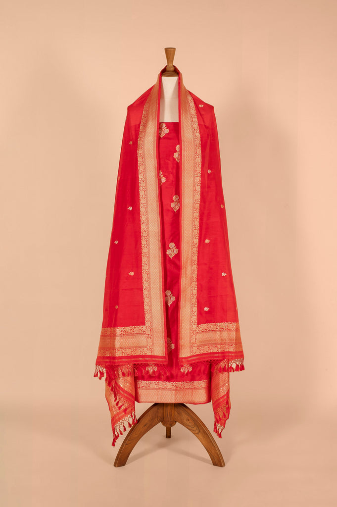 Handwoven Pink Silk Suit Piece